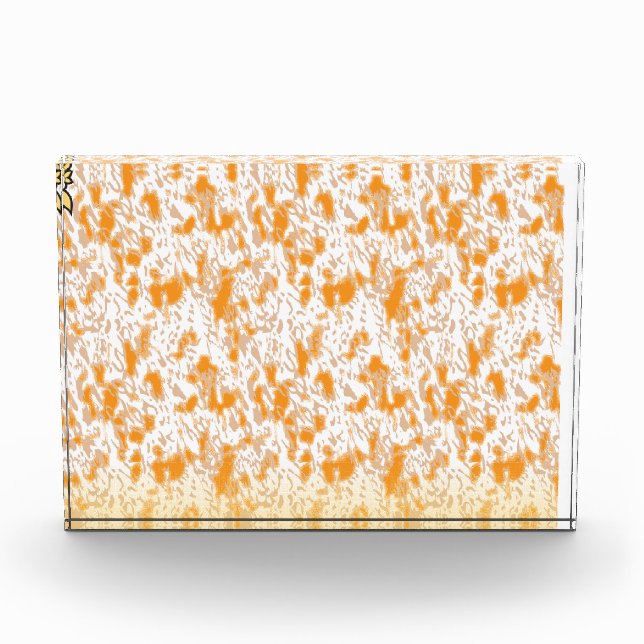 Textile pattern featuring a vibrant orange and gol photo block (Front)