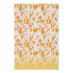 Textile pattern featuring a vibrant orange and gol poster