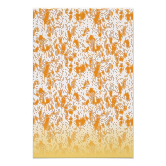 Textile pattern featuring a vibrant orange and gol poster (Front)
