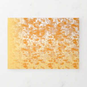 Textile pattern featuring a vibrant orange and gol Tri-Fold holiday card