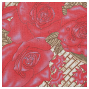 Textile Pattern Red Roses Floral Lace Fabric