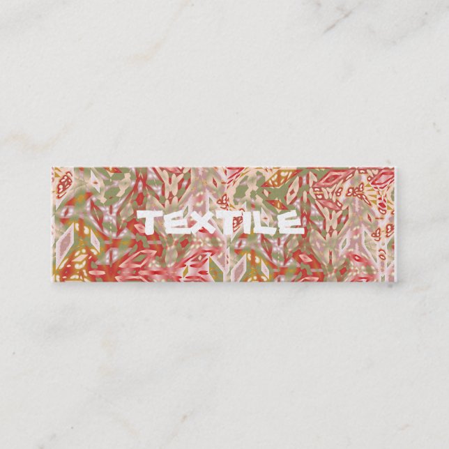 Textile Red Green/Pale pink Oblong Card (Front)