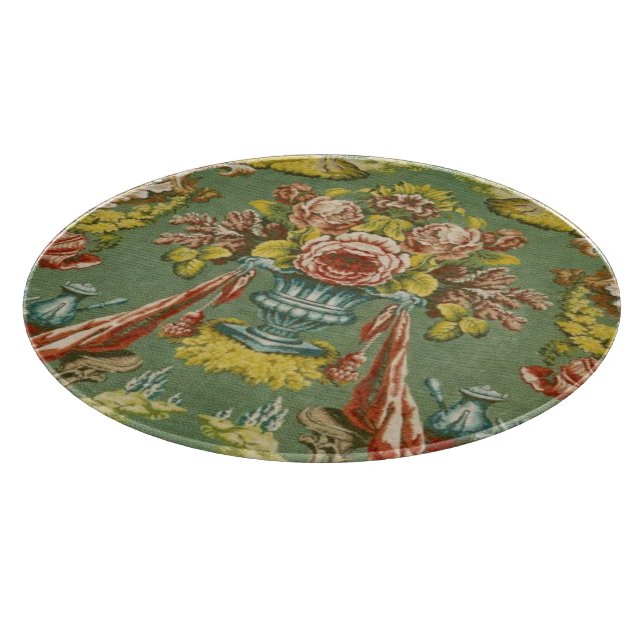 Textile with a repeating floral motif cutting board (Corner)