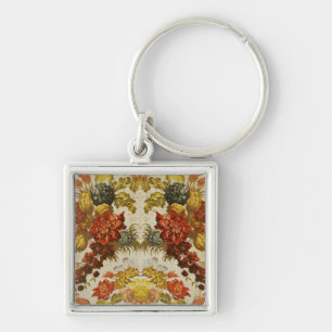Textile with a repeating floral pattern key ring