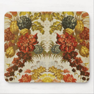 Textile with a repeating floral pattern mouse pad