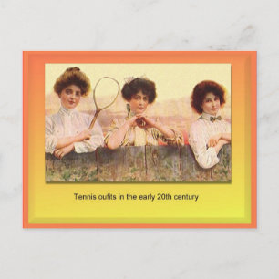 Textiles, Fashion, Tennis outfits, Early 20th cent Postcard