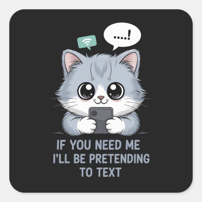 Texting Cat  Square Sticker (Front)