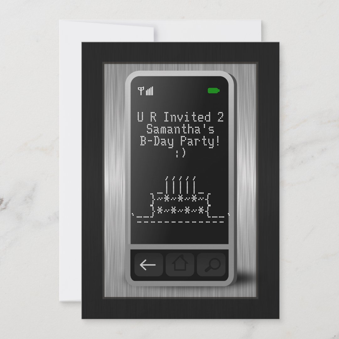 Texting Cell Phone Teen Birthday Party Invitations Zazzle