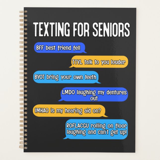 Texting for Seniors Funny Retirement Text Code Planner (Front)