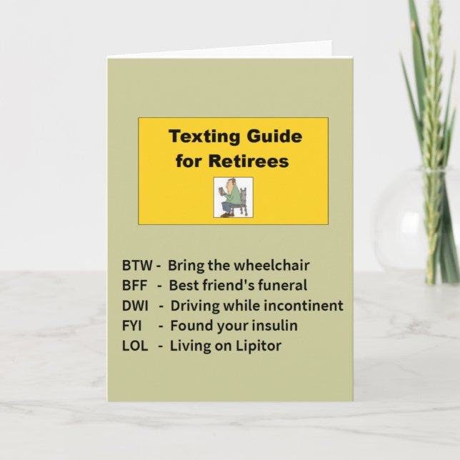 Texting Guide for Retirees Card (Front)