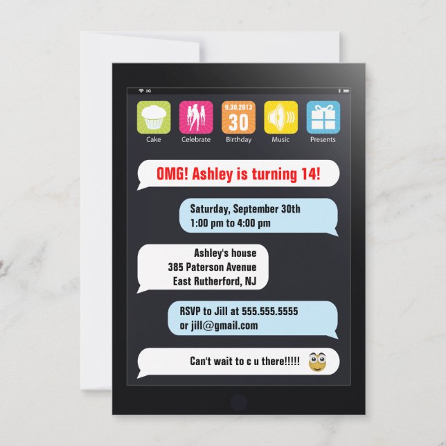 Texting Party Invitation (Front)