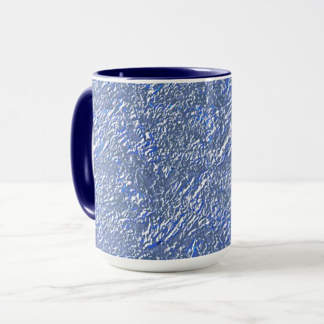 Textura rústica azul e efeito prateado mug (Front Left)
