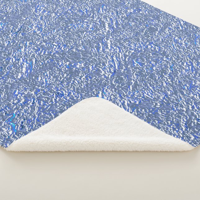 Textura rústica azul e efeito prateado sherpa blanket (3/4)
