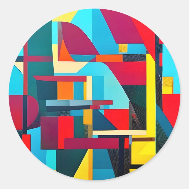 Texture Abstract Geometric Shapes Classic Round Sticker (Front)