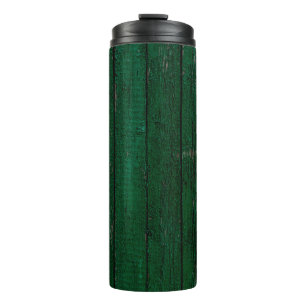 Texture and background old wood painted green pain thermal tumbler