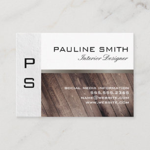 Texture and Wood with Monogram Business Card