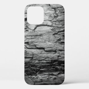 Texture black and white wood tree iPhone 12 case