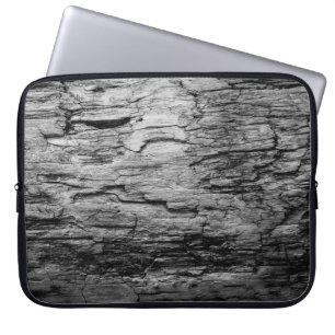 Texture black and white wood tree laptop sleeve