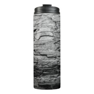 Texture black and white wood tree thermal tumbler