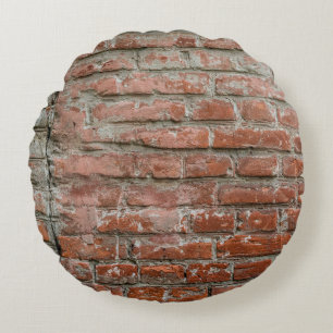 Texture. Brick. Wall. A background with attritions Round Cushion