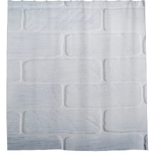 Texture brick wall white paint shower curtain