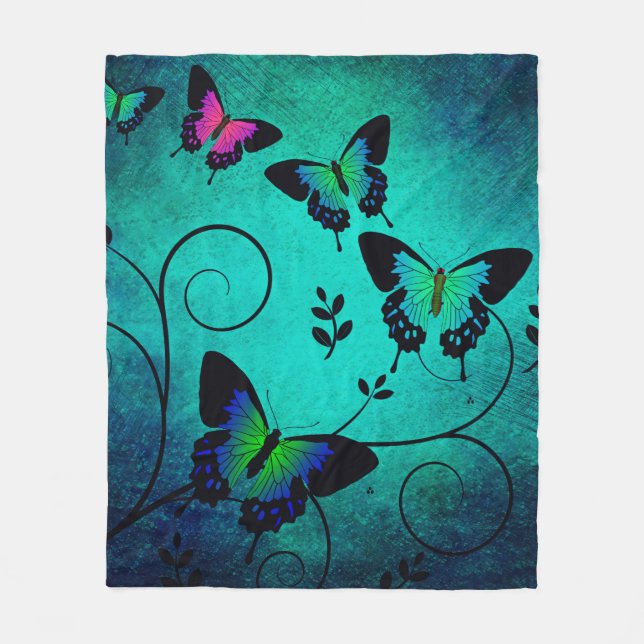 Texture butterflies background fleece blanket (Front)