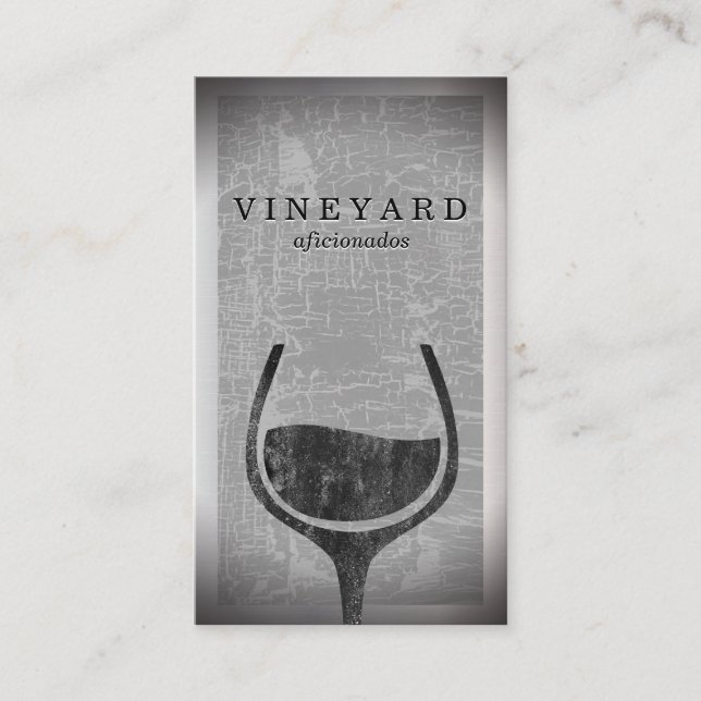 Texture Cracked Grey Background | Wine Glass Business Card (Front)