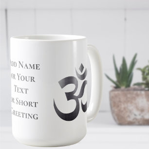 Texture-Effect Dark Grey Om Symbol 15oz Coffee Mug
