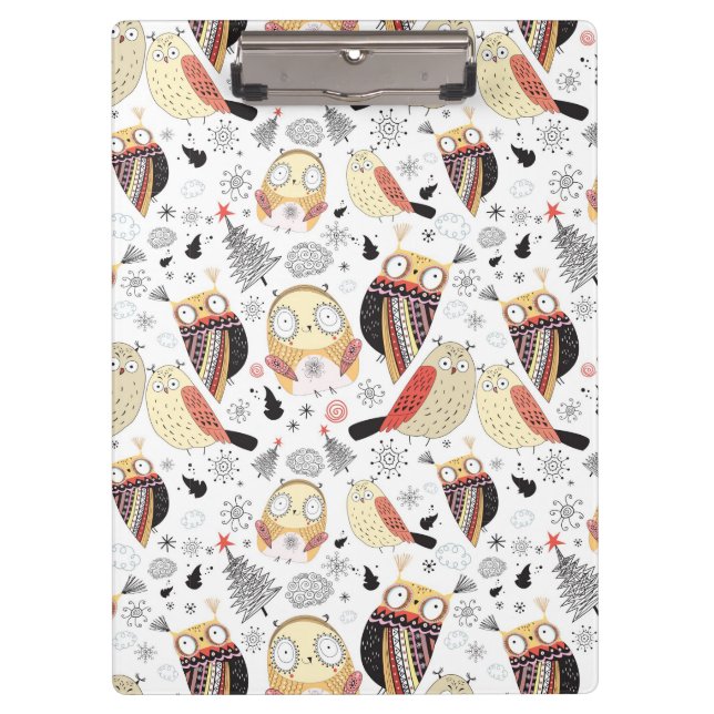 Texture funny owl clipboard (Front)