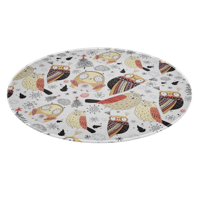 Texture funny owl cutting board (Corner)