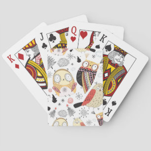 Texture funny owl playing cards