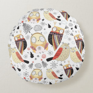 Texture funny owl round cushion