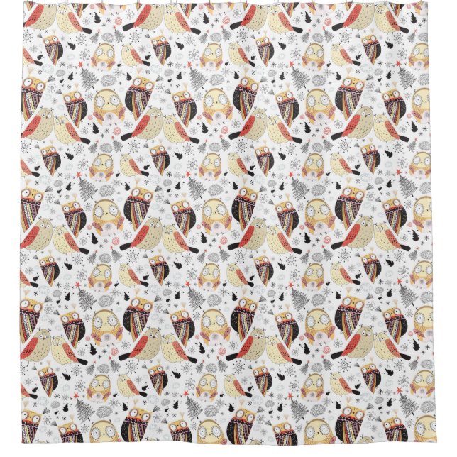 Texture funny owl shower curtain (Front)