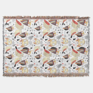 Texture funny owl throw blanket