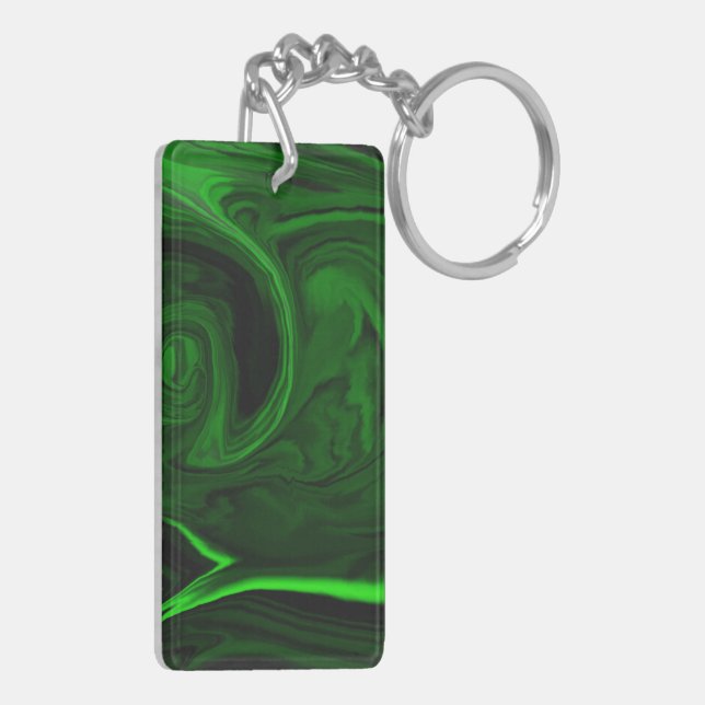 texture green malachite stone key ring (Back Left)