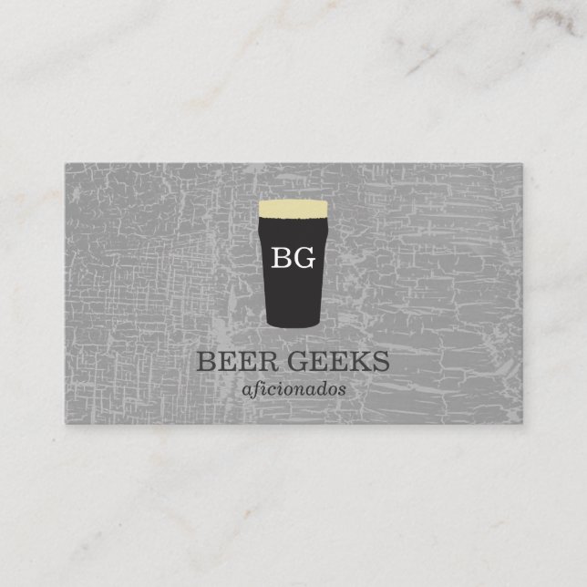 Texture Grey with Beer Glass with monogram Business Card (Front)