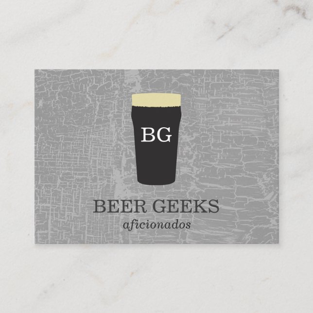 Texture Grey with Beer Glass with monogram Business Card (Front)