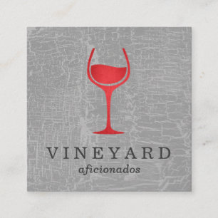 Texture Grey with Red Wine Glass Square Business Card