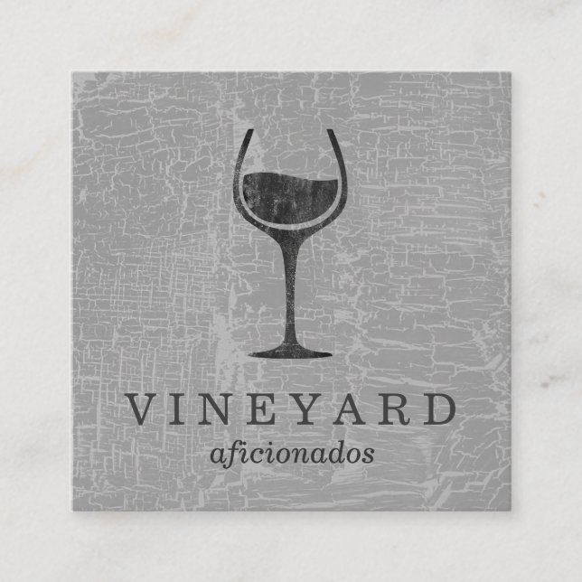Texture Grey with Wine Glass Square Business Card (Front)