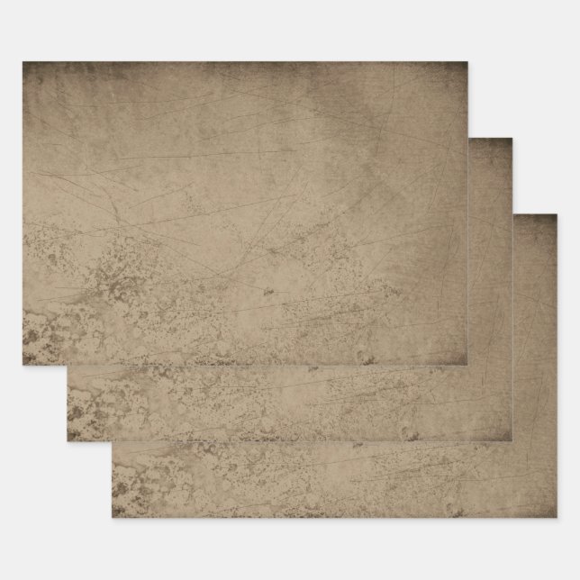 Texture Grunge Rustic Old Sepia Scratches Wrapping Paper Sheet (Set)
