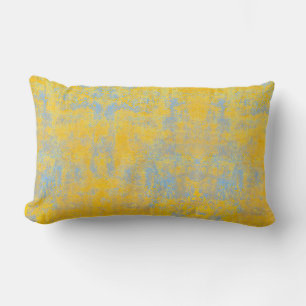 texture in sky blue and yellow lumbar cushion