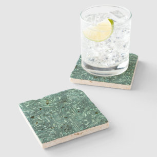 Texture jade and cyanish green tones stone coaster