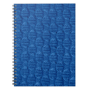 Texture knitting. Blue pullover. Pattern fabric ma Notebook