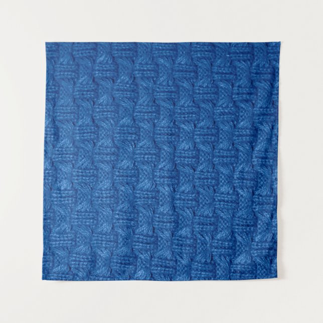 Texture knitting. Blue pullover. Pattern fabric ma Tapestry (Front)