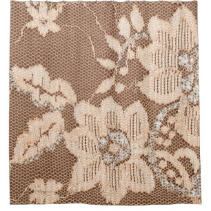 Texture lace fabric. lace on white background stud shower curtain