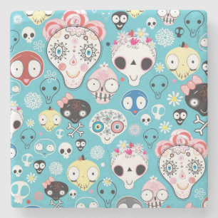 Texture laughing skull stone coaster