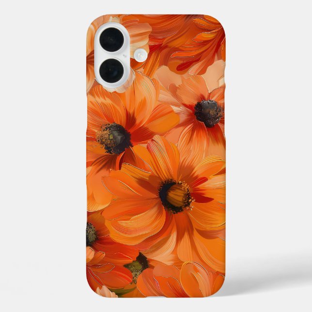 TEXTURE LOOK BRIGHT ORANGE FALL ASTER FLOWERS Case-Mate iPhone CASE (Back)