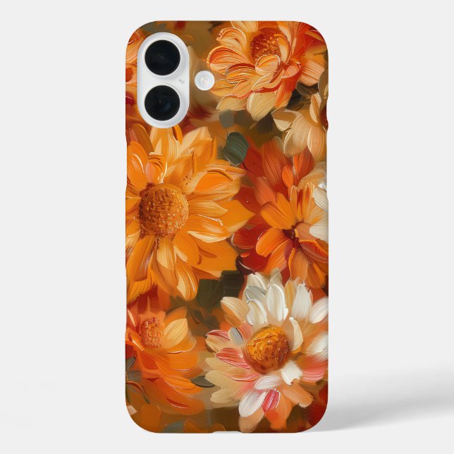 TEXTURE LOOK BRIGHT ORANGE FALL ASTER FLOWERS Case-Mate iPhone CASE (Back)