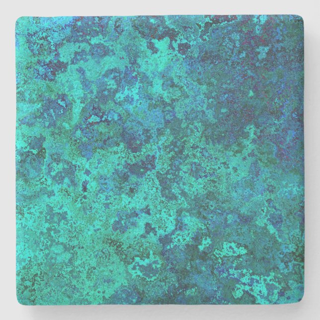Texture marble stone blue and turquoise natural stone coaster (Front)