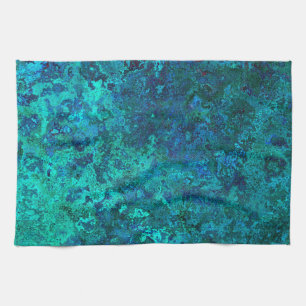 Texture marble stone blue and turquoise natural tea towel